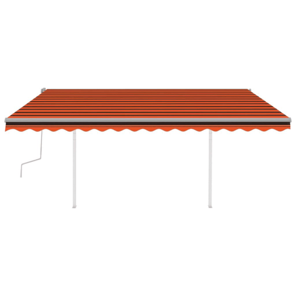 vidaXL Markis med stolpar manuellt infällbar 4x3,5 m orange och brun Flerfärgsdesign
