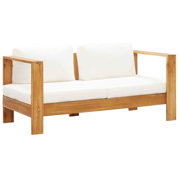 vidaXL Trädgårdssoffa med dyna 140 cm massivt akaciaträ gräddvit Creme
