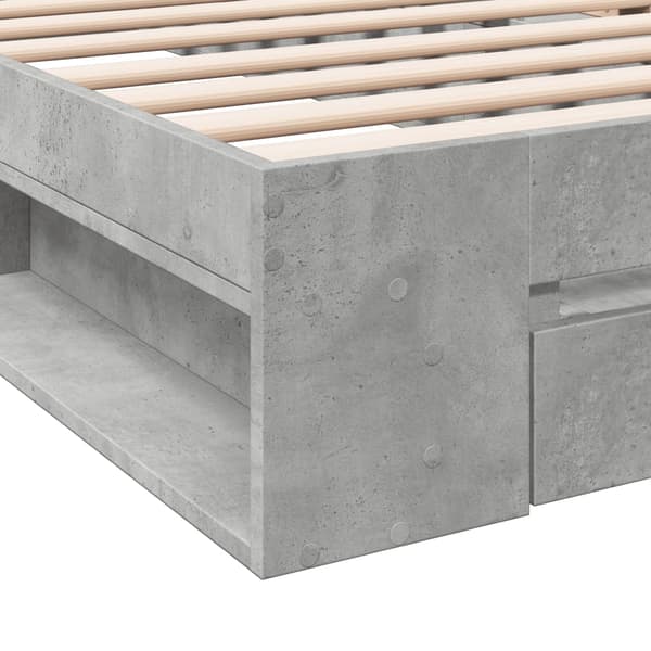 vidaXL Sängram med låda betonggrå 100x200 cm konstruerat trä Grå