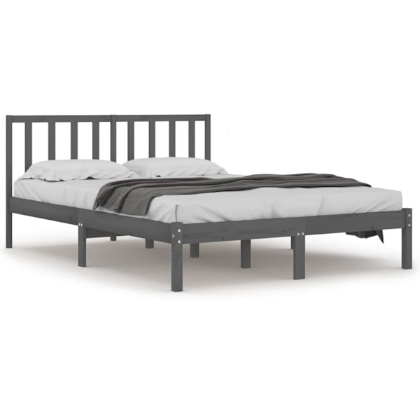 vidaXL Sängram grå massiv furu 200x200 cm Grå