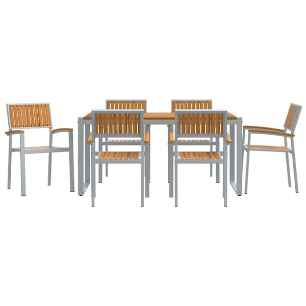 vidaXL Trädgårdsmöbelset 7 pcs Grå Massivt Akaciaträ Grå