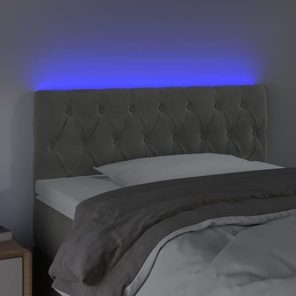 vidaXL Sänggavel LED ljusgrå 100x7x78/88 cm sammet Grå