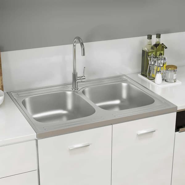 vidaXL Dubbla diskhoar silver 800x600x155 mm rostfritt stål Silver