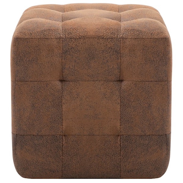 vidaXL Sittpuff 2 st brun 30x30x30 cm konstmocka Brun