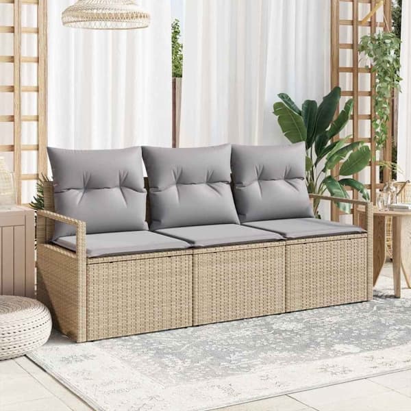 vidaXL Soffset 3 st Beige konstrotting Beige