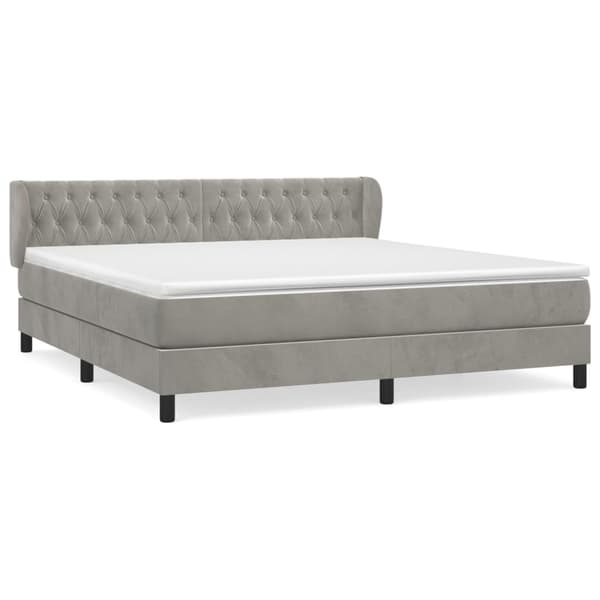 vidaXL Ramsäng med madrass ljusgrå 160x200 cm sammet Grå