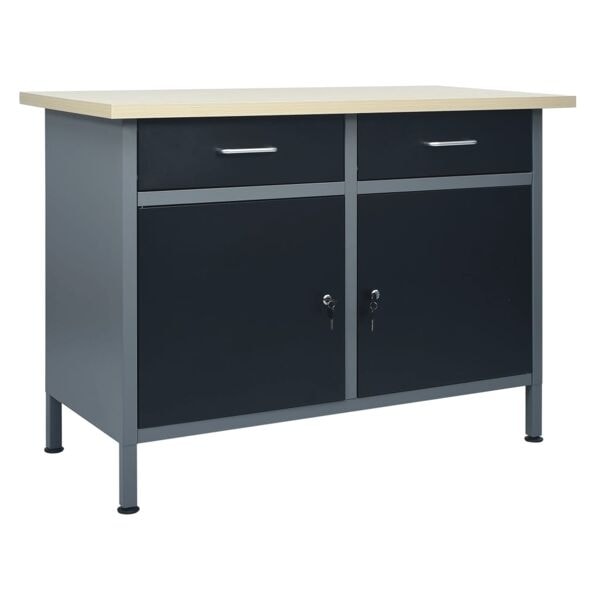 vidaXL Arbetsbänk svart 120x60x85 cm stål Svart