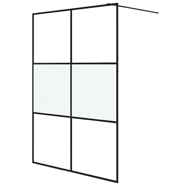 vidaXL Duschvägg svart 140x195 cm halvfrostat ESG-glas Svart