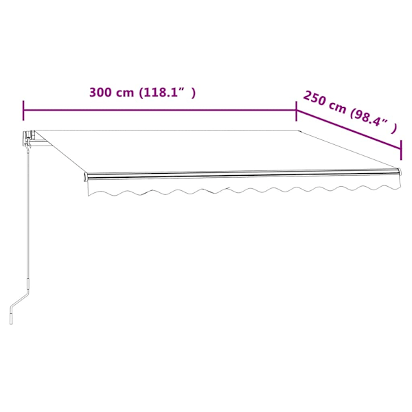 vidaXL Markis automatiskt infällbar 300x250 cm gräddvit Creme