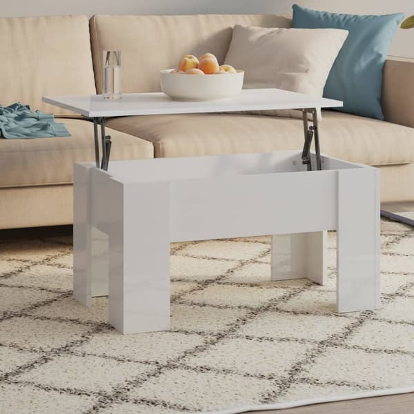vidaXL Soffbord vit högglans 79x49x41 cm konstruerat trä Vit