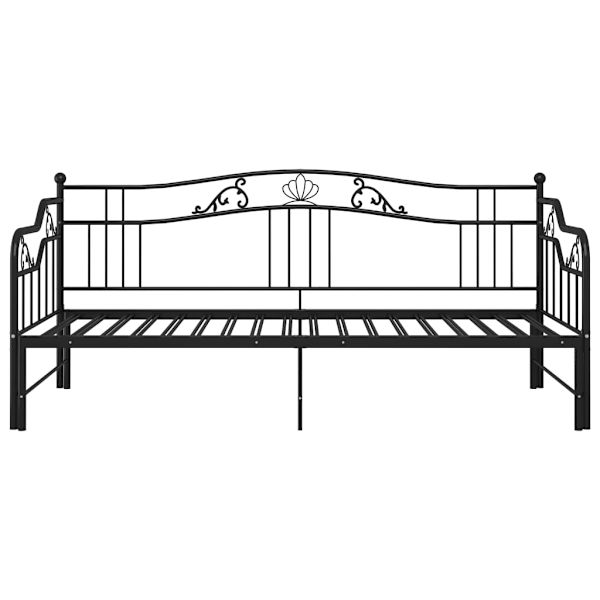 vidaXL Utdragbar sängram bäddsoffa svart metall 90x200 cm Svart