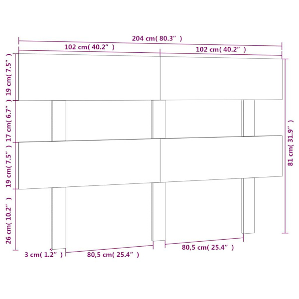 vidaXL Sänggavel honungsbrun 204x3x81 cm massiv furu Brun