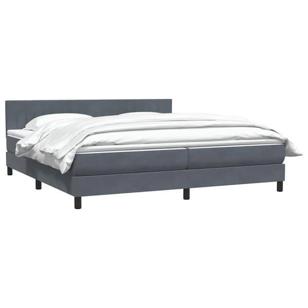 vidaXL Ramsäng med madrass mörkgrå 180x210 cm sammet Grå