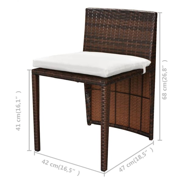 vidaXL Caféset med dynor 3 delar konstrotting brun Brun