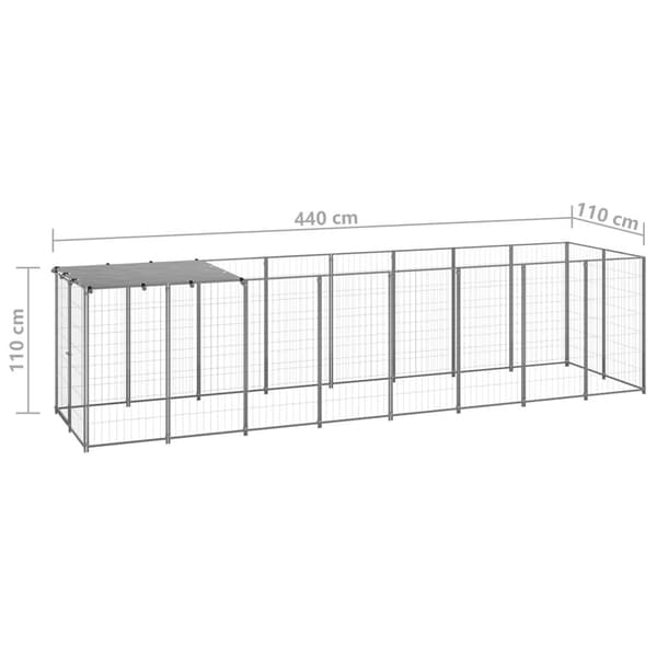 vidaXL Hundgård silver 4,84 m² stål Silver