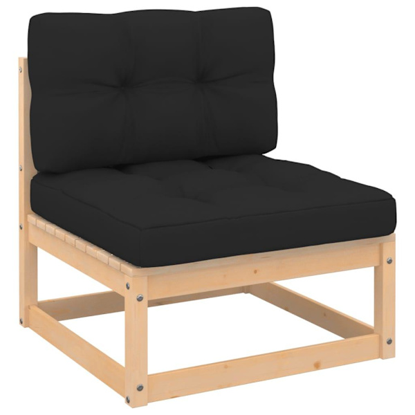 vidaXL Loungegrupp med dynor 3 delar massiv furu Antracit