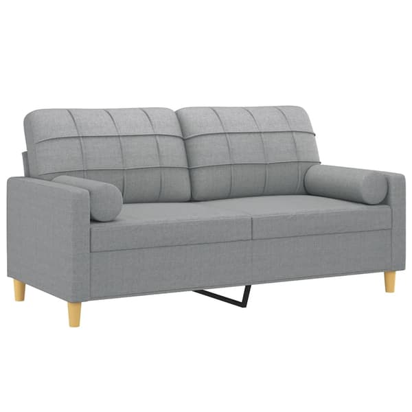 vidaXL 2-sits soffa med prydnadskuddar ljusgrå 140 cm tyg Grå