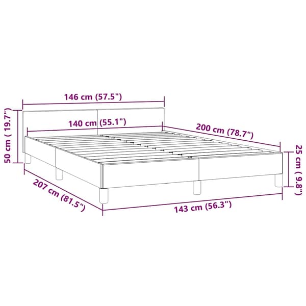 vidaXL Sängram utan madrass mörkgrå 140x200 cm sammet Grå