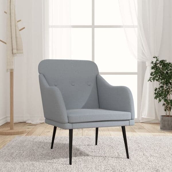 vidaXL Fåtölj ljusgrå 63x76x80 cm tyg Grå