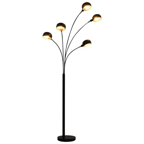 vidaXL Golvlampa 200 cm 5 x E14 svart och guld Svart