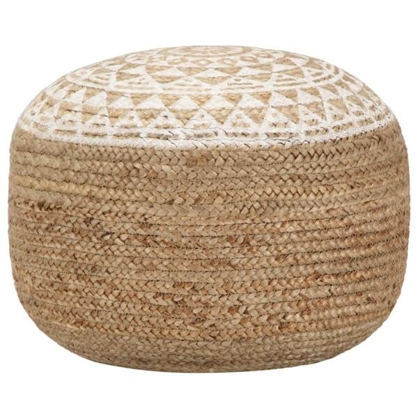 vidaXL Handgjord sittpuff vit 45x30 cm jute Vit