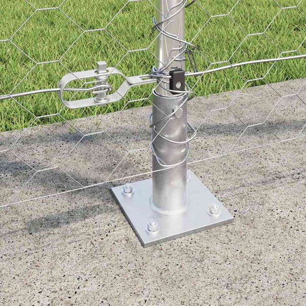 vidaXL Utomhus hexagonal stängsel med betongfundament 100 x 1,2 m Mesh Silver