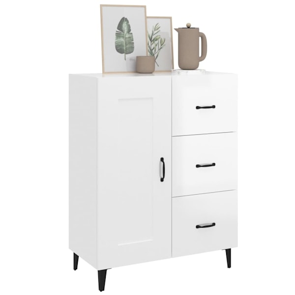vidaXL Skänk vit högglans 69,5x34x90 cm konstruerat trä Vit