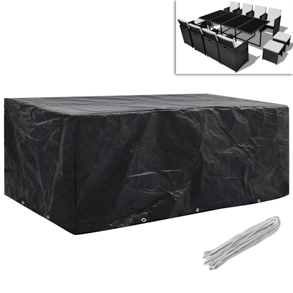 vidaXL Överdrag för trädgårdsmöbler 2 st 10 öljetter 229x113cm Svart