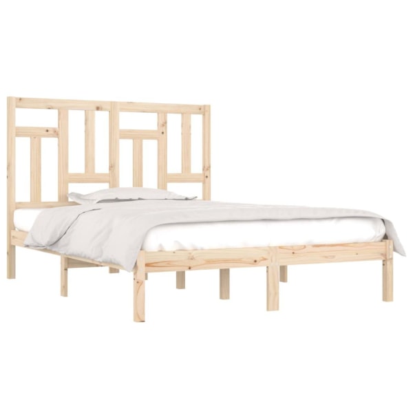 vidaXL Sängram massivt trä 135x190 cm Brun