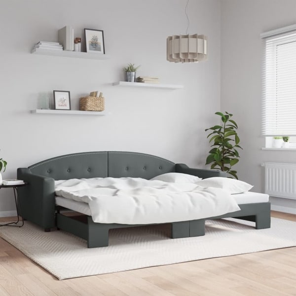 vidaXL Dagbädd utdragbar mörkgrå 90x200 cm tyg Grå