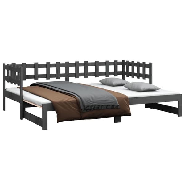 vidaXL Utdragbar dagbädd grå 2x(90x200) cm massiv furu Grå