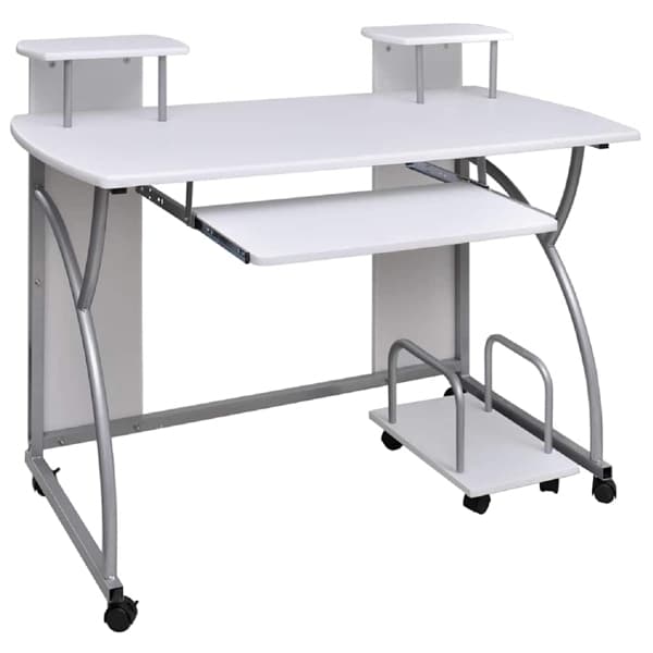 vidaXL Datorbord vit 110x52x88,5 cm konstruerat trä Vit