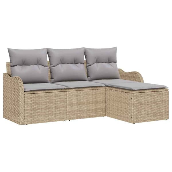 vidaXL Trädgårdsoffset 4 st Beige konstrotting Beige