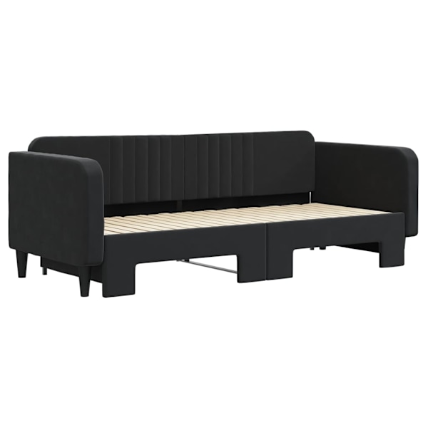 vidaXL Dagbädd utdragbar svart 90x200 cm sammet Svart