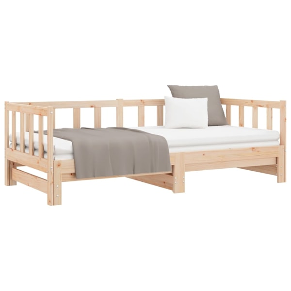 vidaXL Utdragbar dagbädd 2x(80x200) cm massiv furu Brun