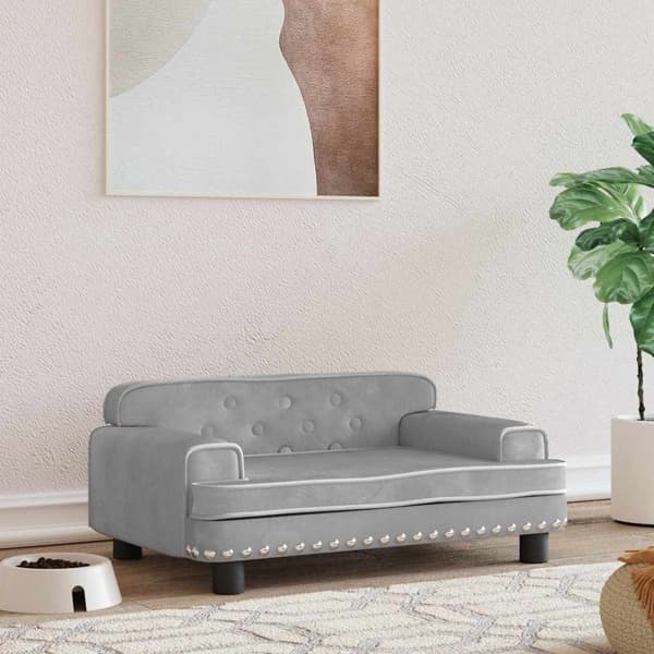 vidaXL Hundbädd ljusgrå 70x45x30 cm sammet Grå