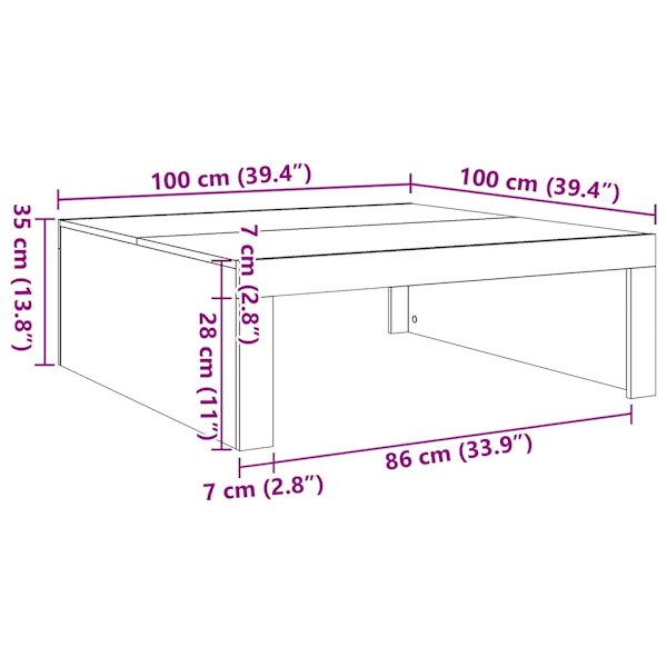 vidaXL Soffbord svart 100x100x35 cm konstruerat trä Svart