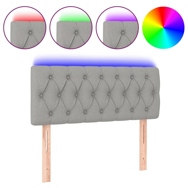 vidaXL Sänggavel LED ljusgrå 100x7x78/88 cm tyg Grå