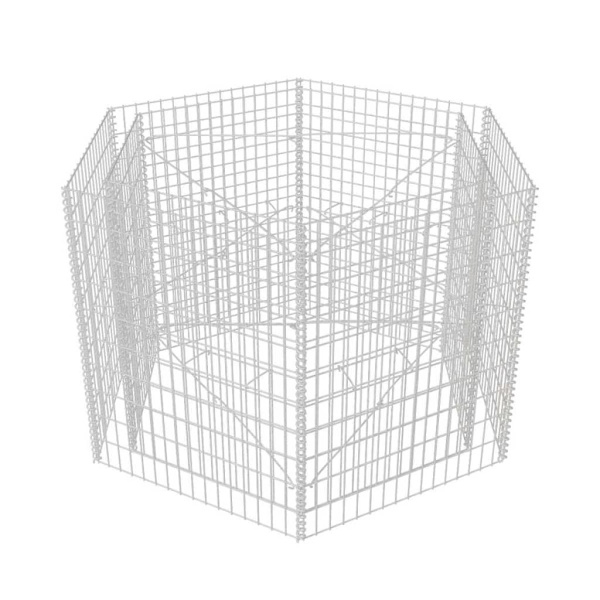 vidaXL Hexagonal planteringsgabion upphöjd 160x140x100 cm Silver