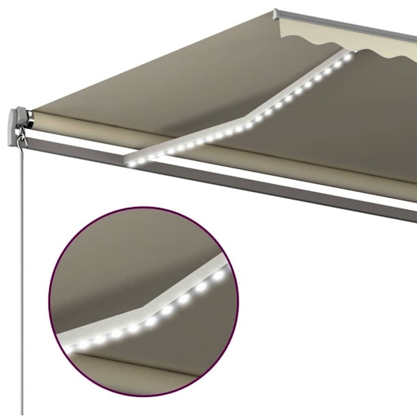 vidaXL Automatisk markis med vindsensor & LED 400x300 cm gräddvit Creme
