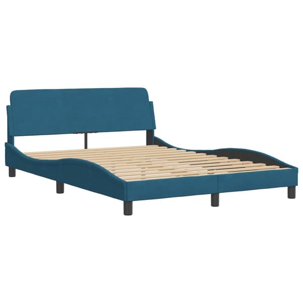 vidaXL Säng med madrass blå 140x200 cm sammet Blå