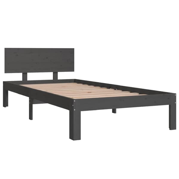 vidaXL Sängram grå massiv furu 90x200 cm grå