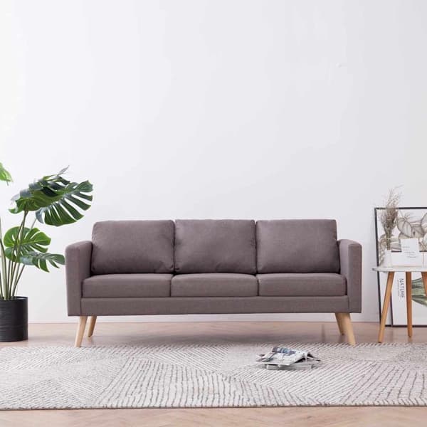 vidaXL 3-sitssoffa tyg taupe Taupe