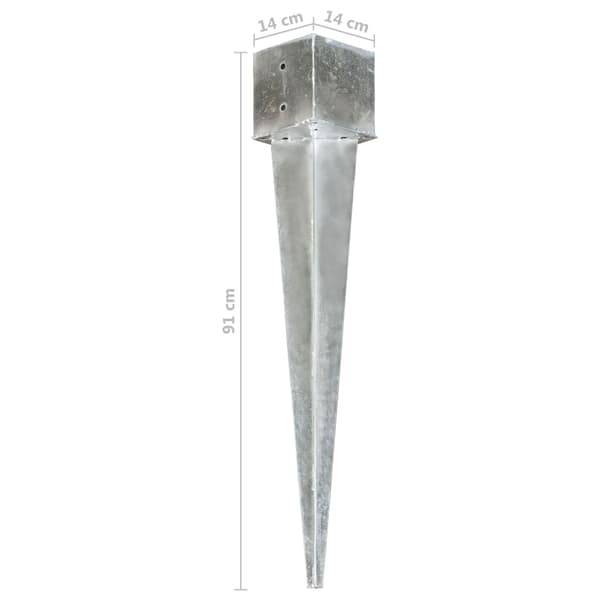 vidaXL Markspikar 2 st silver 14x14x91 cm galvaniserat stål