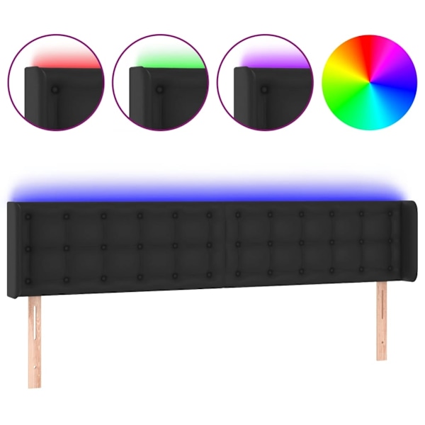 vidaXL Sänggavel LED svart 183x16x78/88 cm konstläder Svart
