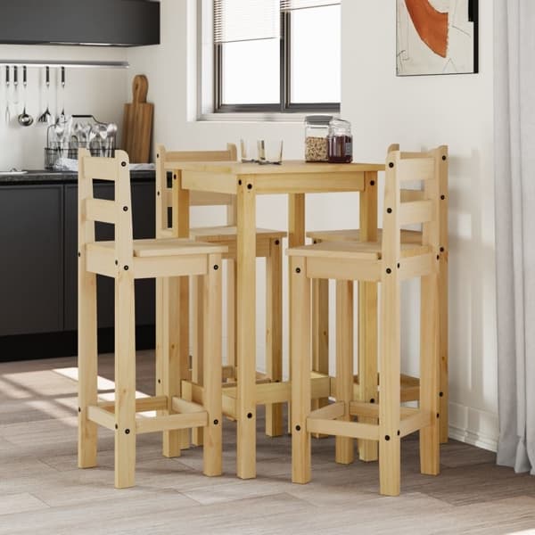 vidaXL Barmöbler 5 delar massiv furu Brun