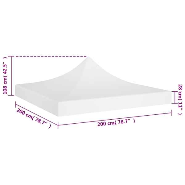 vidaXL Tak till partytält 2x2 m vit 270 g/m² Vit