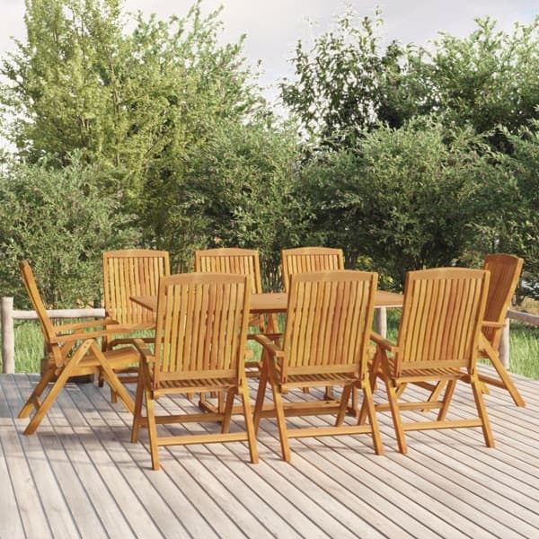 vidaXL Fällbara fåtöljer 8 st massivt trä i teak Brun