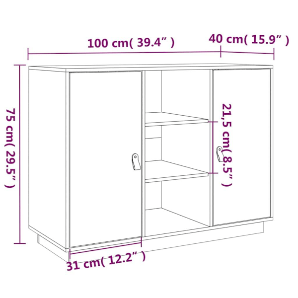 vidaXL Skänk honungsbrun 100x40x75 cm massiv furu Brun