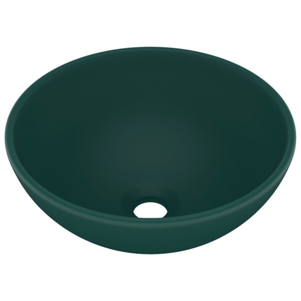vidaXL Lyxigt runt handfat matt mörkgrön 32,5x14 cm keramik Grön